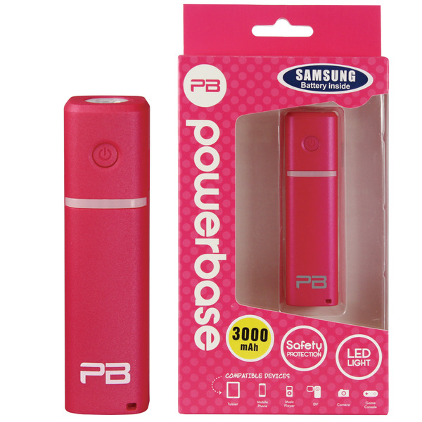 powerbank charger 3000 mah with torch pink pbfa30pk powerbase powerbank charger 3000 mah with torch pink pbfa30pk powerbase
