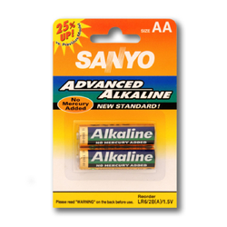 SANYO AA ALKALINE BATTERIES 2 PACK