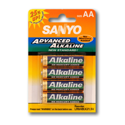 SANYO AA ALKALINE BATTERIES 4 PACK