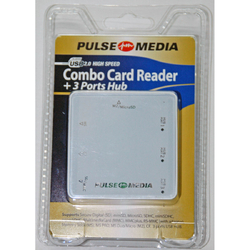 Pulse Media Card Reader Multi Slot 3 Port Hub 