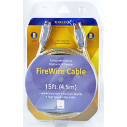 GoldX GX1394AB15 15' FIREWIRE 6 PIN MALE TO 4 PIN MALE