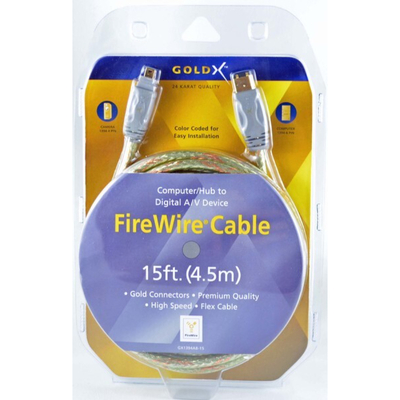 GoldX GX1394AB15 15' FIREWIRE 6 PIN MALE TO 4 PIN MALE